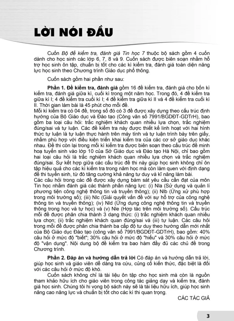 BỘ ĐỀ KIỂM TRA, ĐÁNH GIÁ TIN HỌC LỚP 7 (Theo chương trình GDPT 2018)